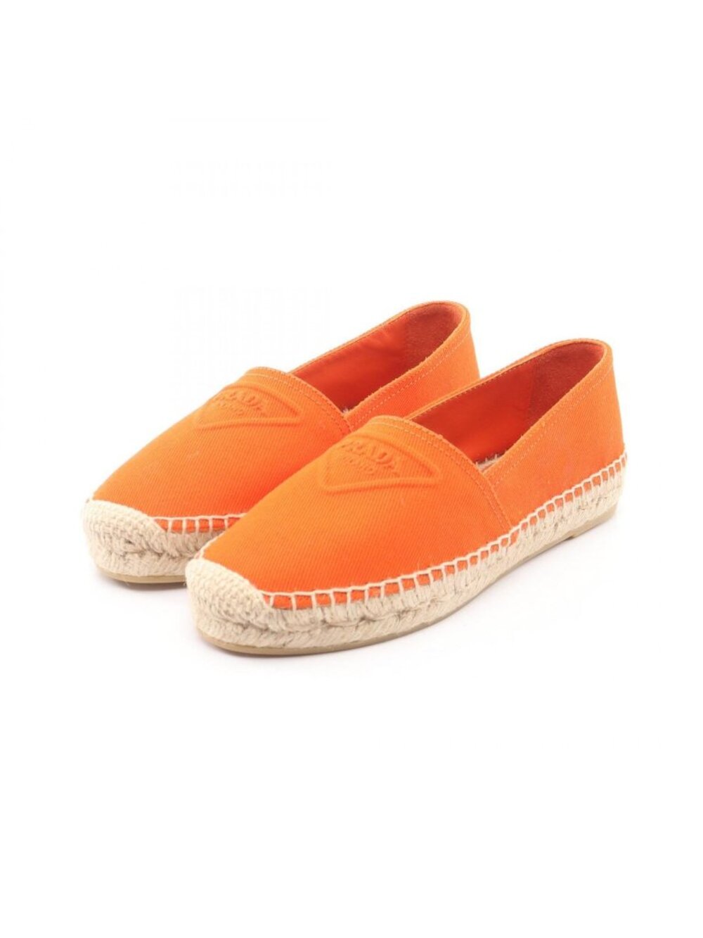 Prada Slip Ons Triangle Logo Espadrilles Canvas Slipper